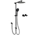 Dual Black Round Shower Set 10" Rain Head 3 Mode Handheld Sliding Rail Arm Twin Taps