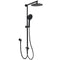 WELS Matt Black 9" Round Rain Shower Head Handheld Adjustable Rail Arm Elbow 2in1 Set