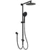 WELS Matt Black 9" Round Rain Shower Head Handheld Adjustable Rail Arm Elbow 2in1 Set