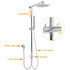 WELS Chrome 9" Rainfall Dual Shower Head & Handheld Sliding Rail Wall Arm Round Set
