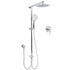 WELS Chrome Round 9" Rainfall Dual Shower Head & Handheld Sliding Rail Wall Arm + Single Mixer