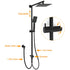 Matt Black 2in1 Set 8" Square Thin Shower Head Handheld Adjustable Silding Rail Twin Taps