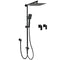 Matt Black 2in1 Set Square 10" Shower Rain Head Handheld Adjustable Silding Rail + Twin Taps