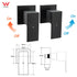 Matt Black 2in1 Set Square 10" Shower Rain Head Handheld Adjustable Silding Rail + Twin Taps