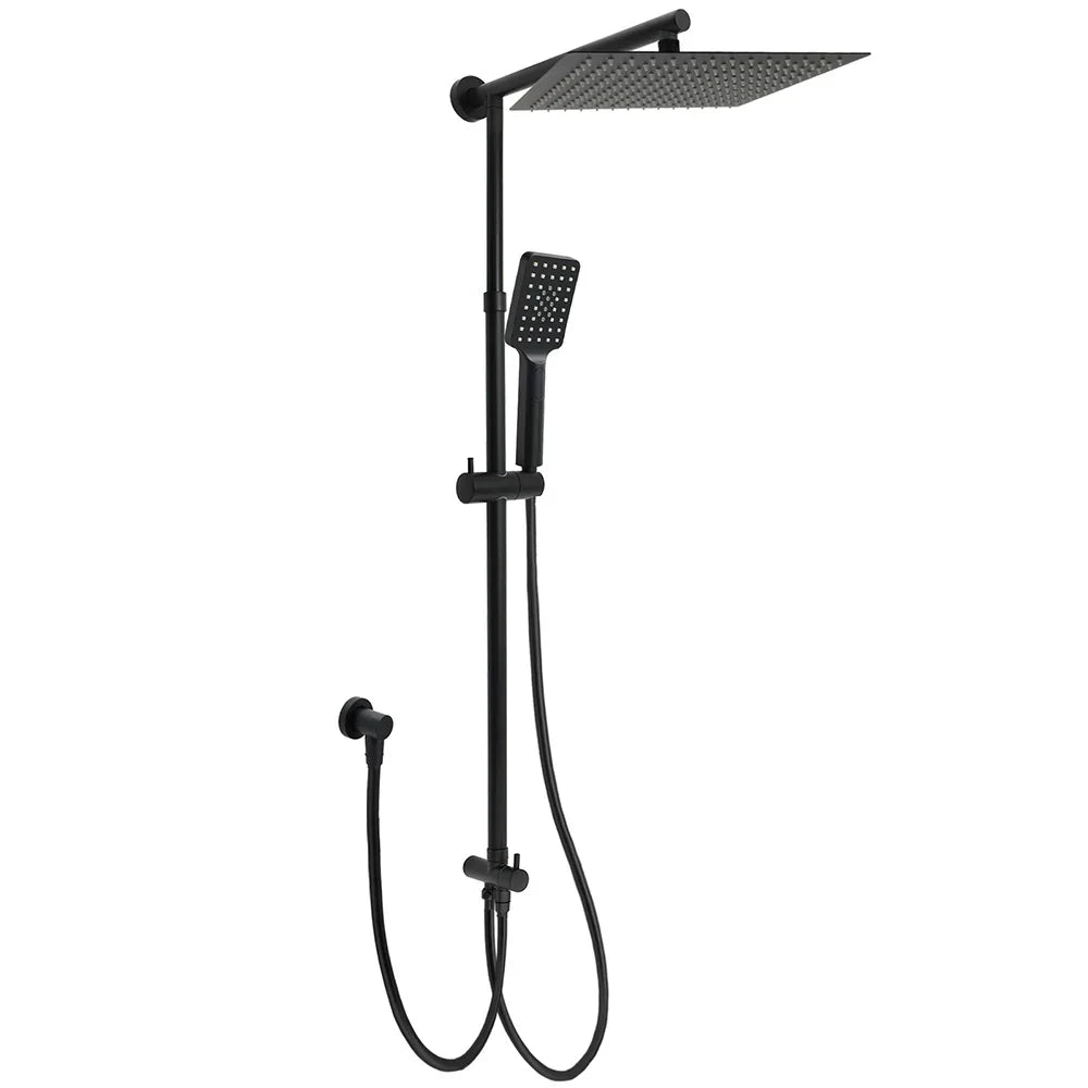 WELS Matt Black Dual Shower Large 12