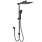 WELS Matt Black Dual Shower Large 12" Square Head Handheld Adjustable Silding Rail Set