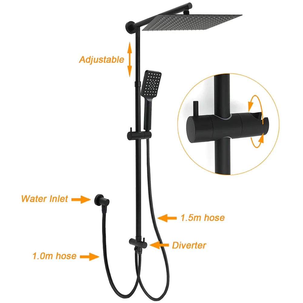 Matt Black Dual Shower Large 12