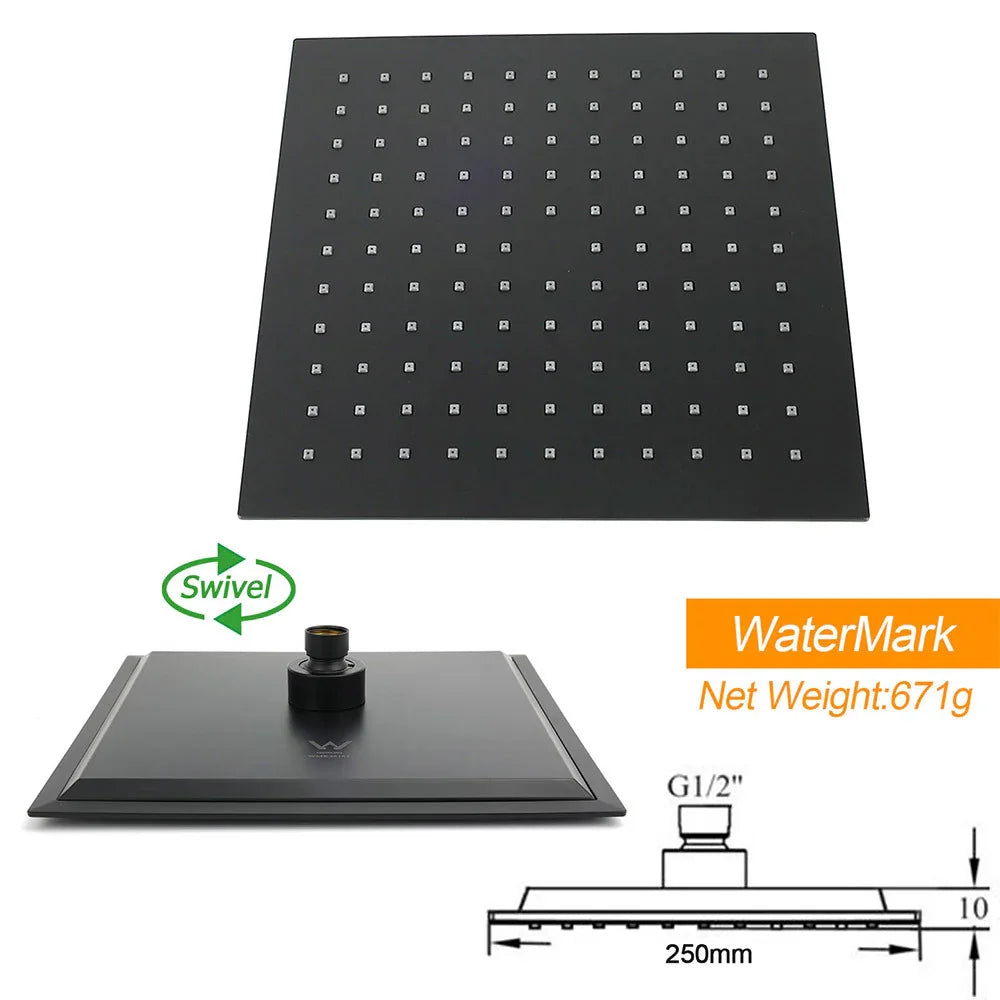 WELS Matt Black 2in1 Square 10