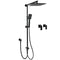 WELS Matt Black 2in1 Square 10" Rain Shower Head 3 Mode Handheld Adjustable Rail Twin Taps Set