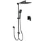 WELS Matt Black 2in1 Square 10" Rain Shower Head 3 Mode Handheld Adjustable Rail Set + Mixer