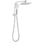 Chrome Square Twin Rain Shower 8" Head 3 Mode Handheld Diverter Wall Arm Set