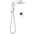 WELS Chrome Square Dual Rain Shower 8" Head 3 Mode Handheld Diverter Wall Arm Mixer Set