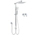 Square 8" Rain Shower Head 3 Mode Handheld Sliding Rail Arm 2 IN 1 Set Twin Taps