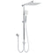 Chrome Square 10" Twin Shower Head Handheld Sliding Rail Set Wall Inlet Diverter