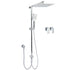 Chrome Square 10" Twin Shower Head Handheld Sliding Rail Set Wall Inlet Diverter Twin Taps