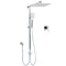 Chrome Square 10" Twin Shower Head Handheld Sliding Rail Set Wall Inlet Elbow With Mixer