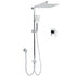 Chrome Square 10" Twin Shower Head Handheld Sliding Rail Set Wall Inlet Elbow With Mixer