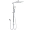 WELS Dual Square Shower Head 12" Rain Rose + 3 Modes Handheld Diverter Rail Arm Set