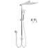 Double Square Shower Head 12" Rain Rose + 3 Modes Handheld Diverter Rail Arm Taps Set
