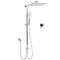 Double Square Shower Head 12" Rain Rose + 3 Modes Handheld Diverter Rail Arm Mixer Set