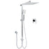 Double Square Shower Head 12" Rain Rose + 3 Modes Handheld Diverter Rail Arm Mixer Set