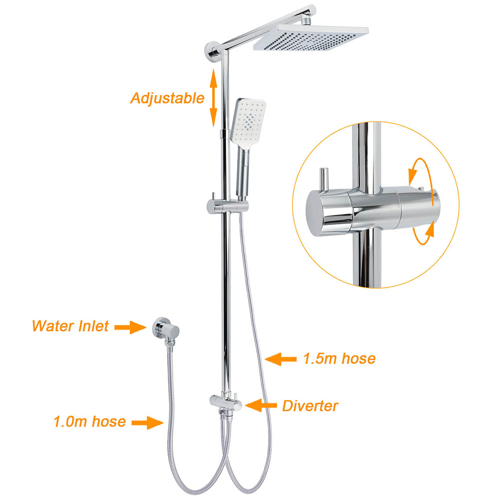 WELS Square Chrome Shower 8