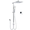 WELS Chrome Square 10" Rain Shower Head 3 Mode Handheld Sliding Rail Wall Arm With Mixer