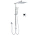 WELS Chrome Square 10" Rain Shower Head 3 Mode Handheld Sliding Rail Wall Arm With Mixer