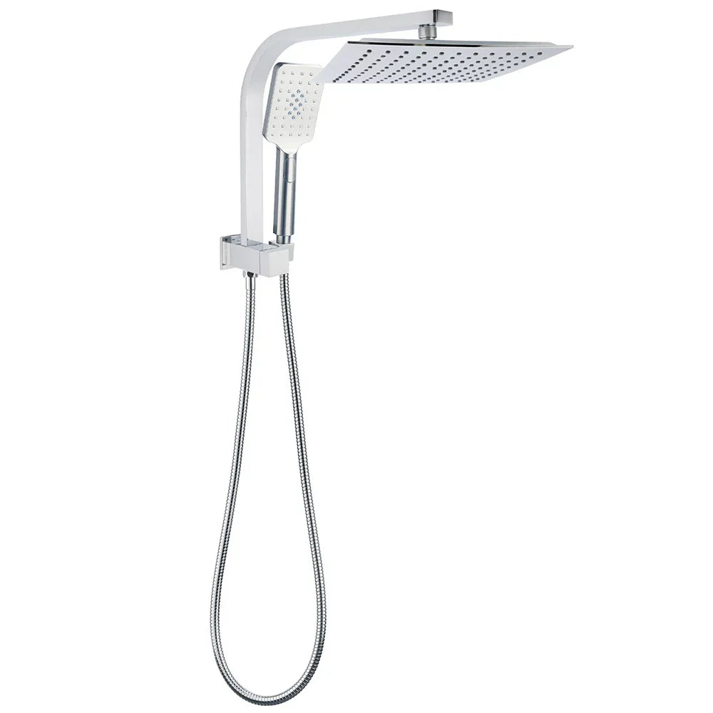 WELS Dual Square Shower Head 3 Mode Handheld Diverter Wall Arm 10
