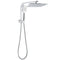 WELS Dual Square Shower Head 3 Mode Handheld Diverter Wall Arm 10" Rain Set