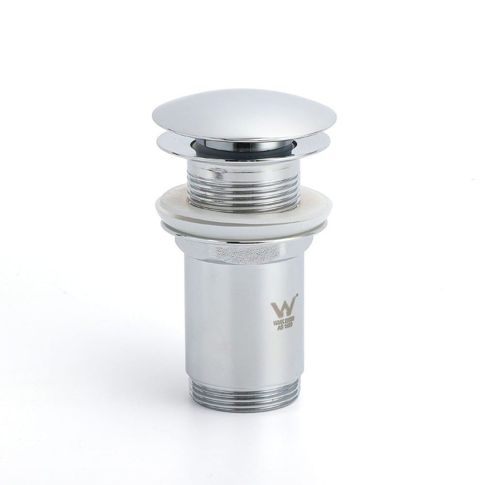 Chrome Round Basin 32mm Pop Up Brass Waste Plug Non Overflow Extension Length Drain Kit