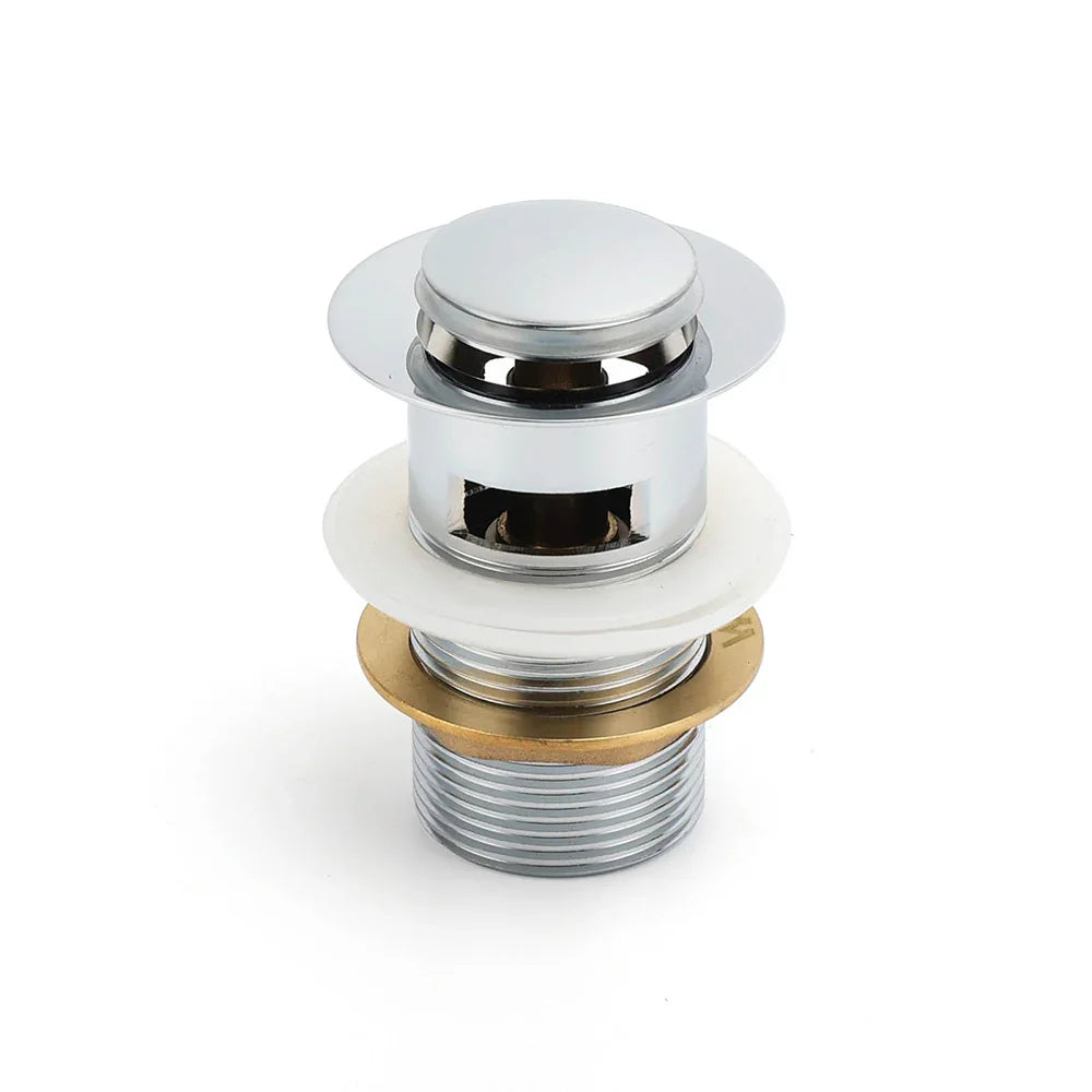 32mm Pop Up Push Brass Waste Plug Overflow Basin Sink Drain Chrome Kit Watermark