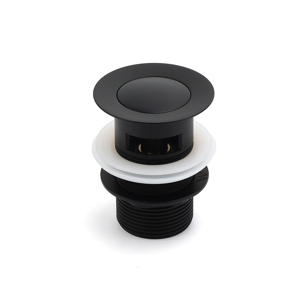 Matt Black Brass 32mm Push Pop Up Waste Plug Overflow Basin Sink Drain Outlet