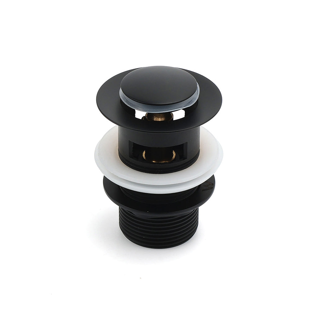 Matt Black Brass 32mm Push Pop Up Waste Plug Overflow Basin Sink Drain Outlet