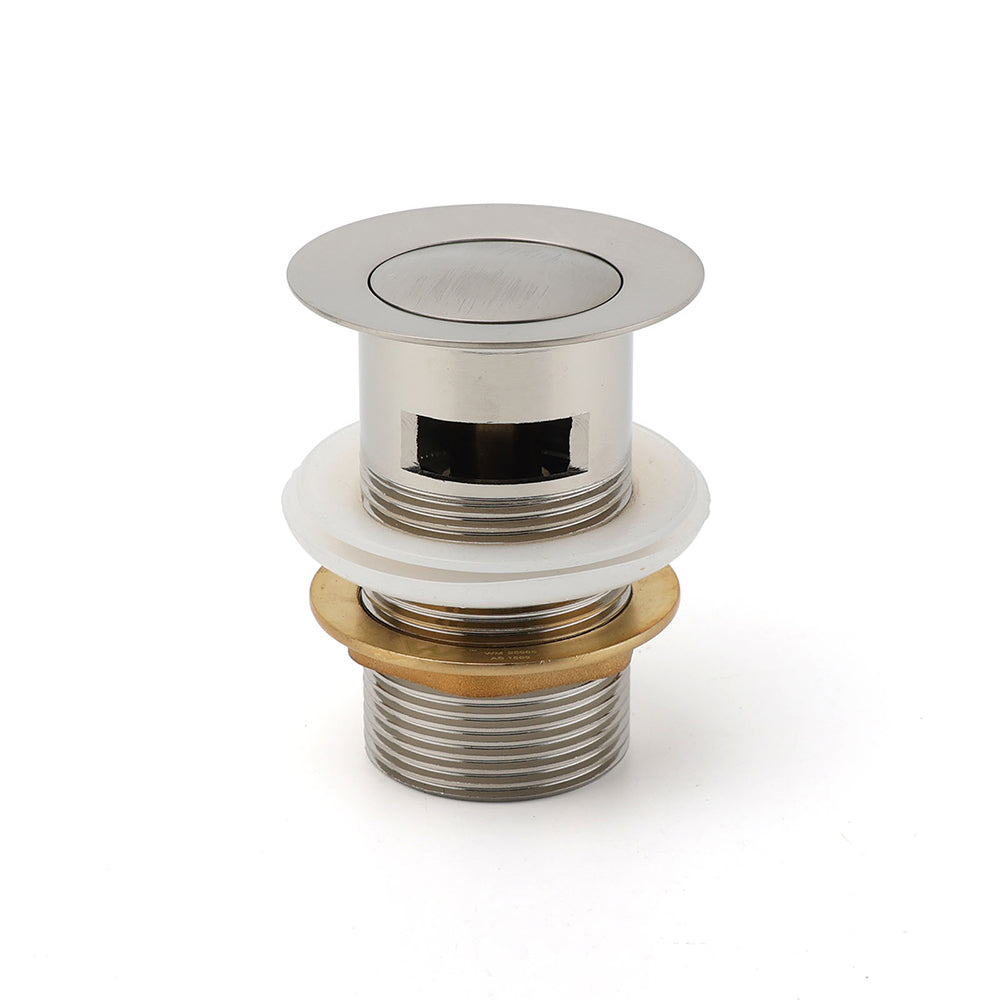 Brushed Nickel 32mm Push Pop Up Waste Plug Overflow Basin Sink Drain Outlet Kit