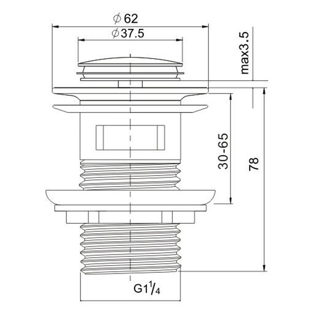 Gun Metal Brass 32mm Push Pop Up Plug Overflow Basin Sink Drain Outlet Waste Kit