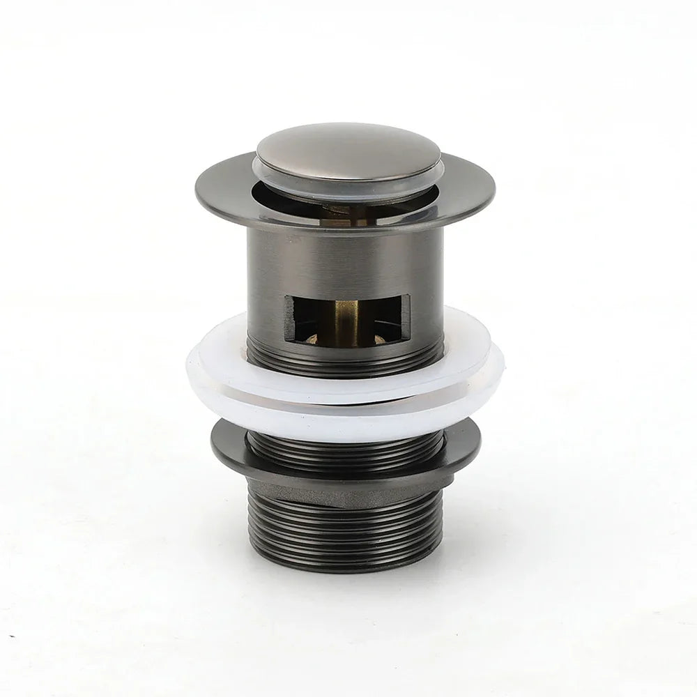 Gun Metal Brass 32mm Push Pop Up Plug Overflow Basin Sink Drain Outlet Waste Kit