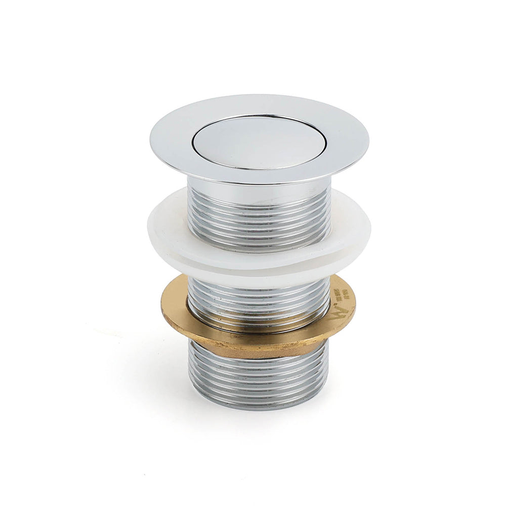 Silver 32mm Pop Up Push Brass Plug Without Overflow Basin Drain Waste Watermark