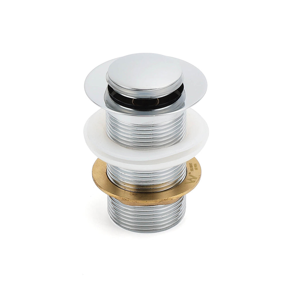 Silver 32mm Pop Up Push Brass Plug Without Overflow Basin Drain Waste Watermark
