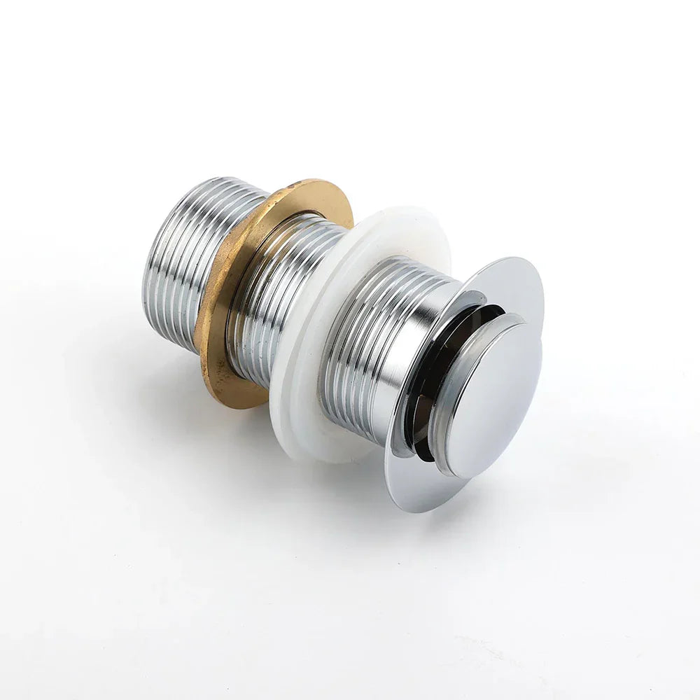 Silver 32mm Pop Up Push Brass Plug Without Overflow Basin Drain Waste Watermark