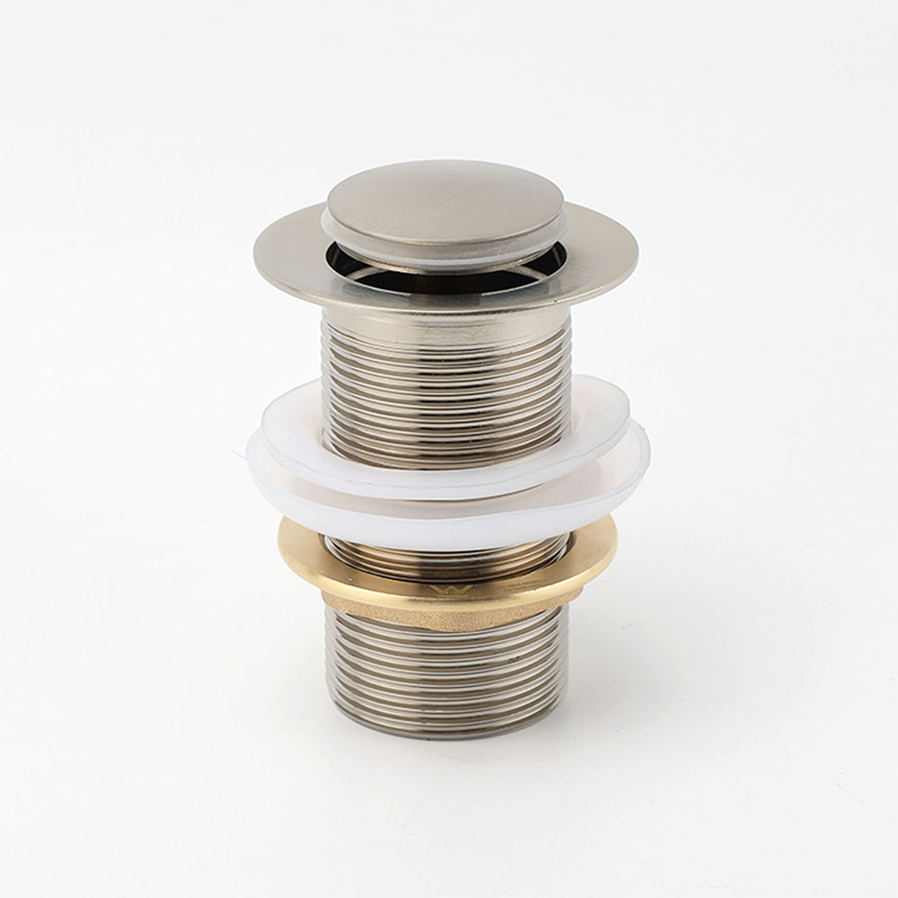 Brushed Nickel 32mm Push Pop Up Waste Plug Non-Overflow Basin Sink Drain Outlet