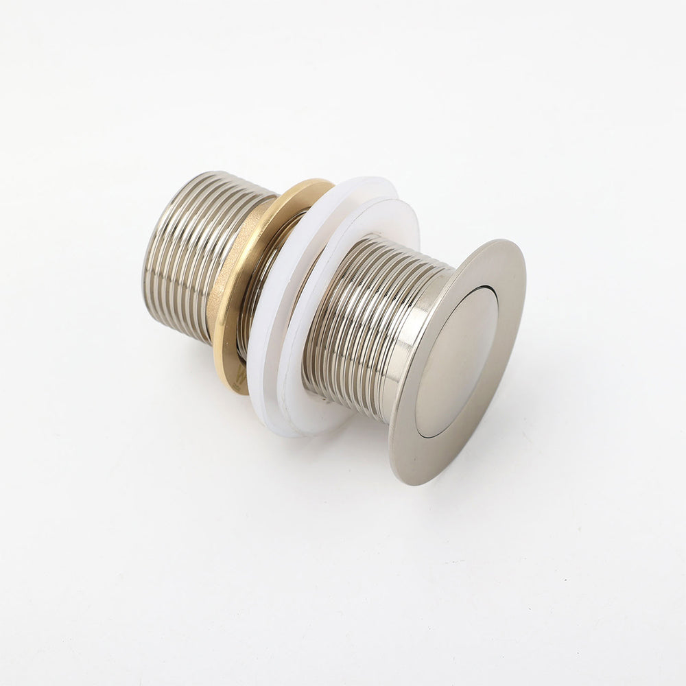 Brushed Nickel 32mm Push Pop Up Waste Plug Non-Overflow Basin Sink Drain Outlet