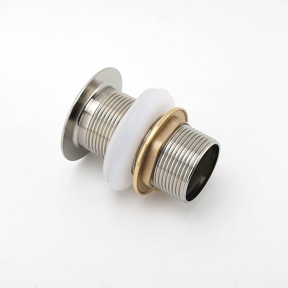 Brushed Nickel 32mm Push Pop Up Waste Plug Non-Overflow Basin Sink Drain Outlet