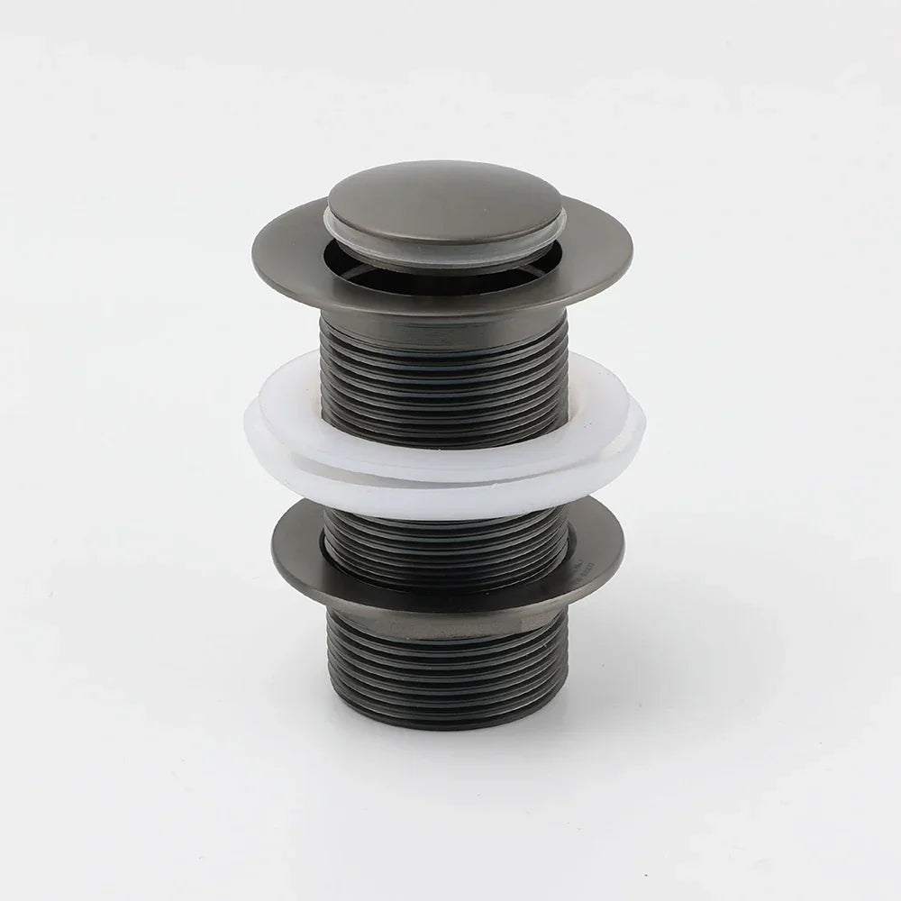 Gun Metal Brass 32mm Push Pop Up Plug Non-Overflow Basin Sink Drain Outlet Waste