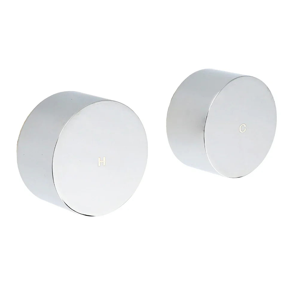 Polished Chrome Round 1/4 Turn Twin Shower Taps Set Hot Cold Water Switch Mixer