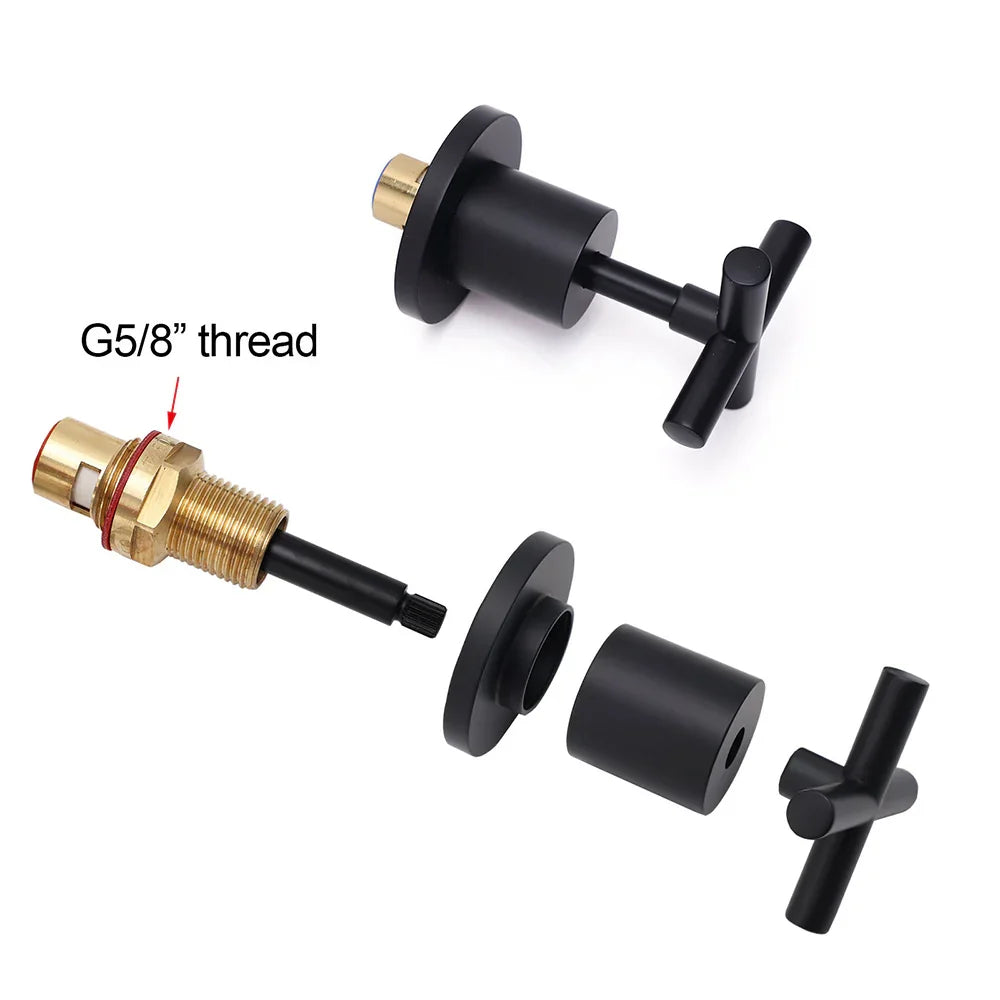 Matt Black 1/4 Turn Twin Taps Hot Cold Water Control Mixer For Bath Spout Shower