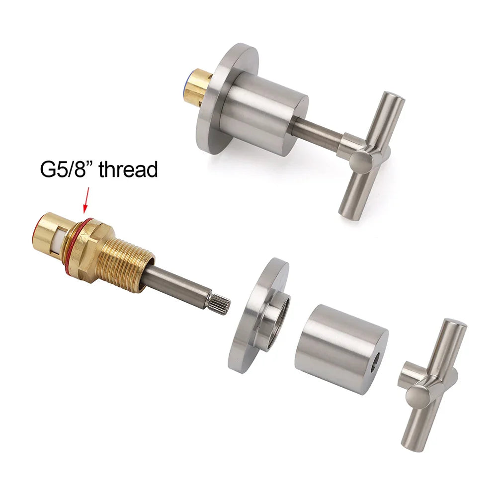 Brushed Nickel 1/4 Turn Twin Shower Taps Set Hot Cold Water Control Vanity Mixer