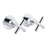 Mirror Chrome 1/4 Turn Twin Taps Hot Cold Water Control Mixer For Bath Spout Set