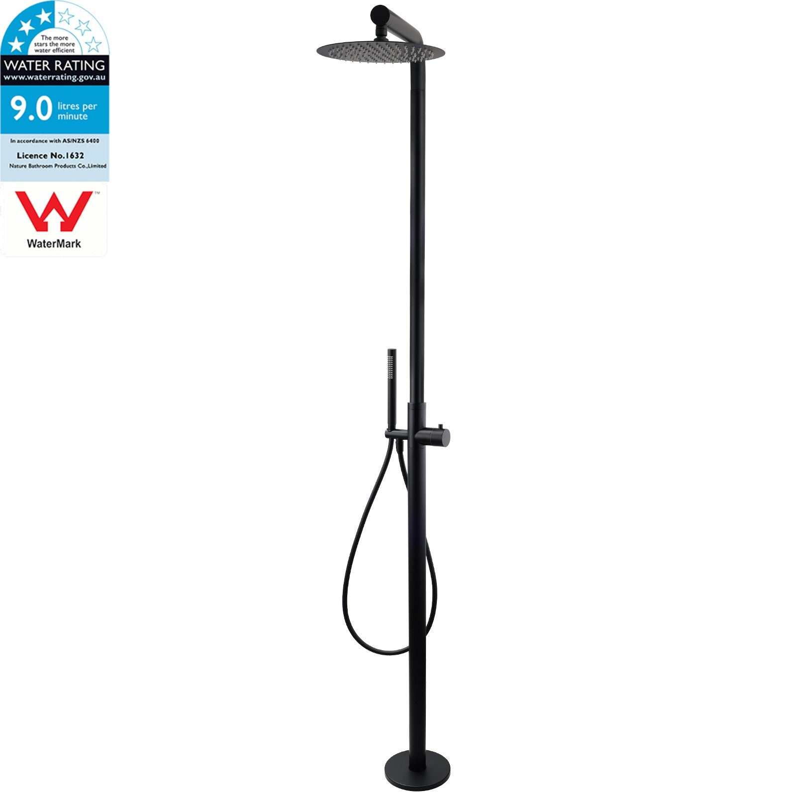 WELS Matte Black 316SUS Dual Shower Set Outdoor Bath System Rainfall 10