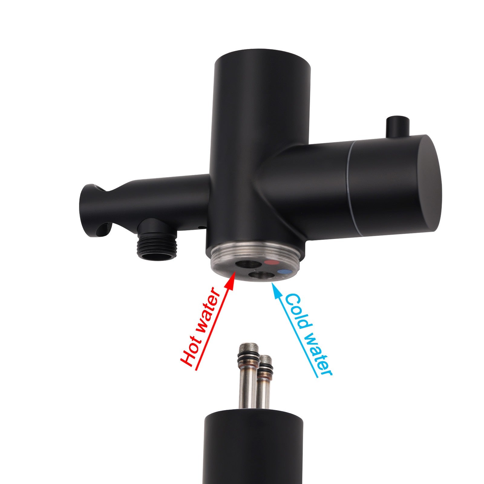 WELS Matte Black 316SUS Dual Shower Set Outdoor Bath System Rainfall 10